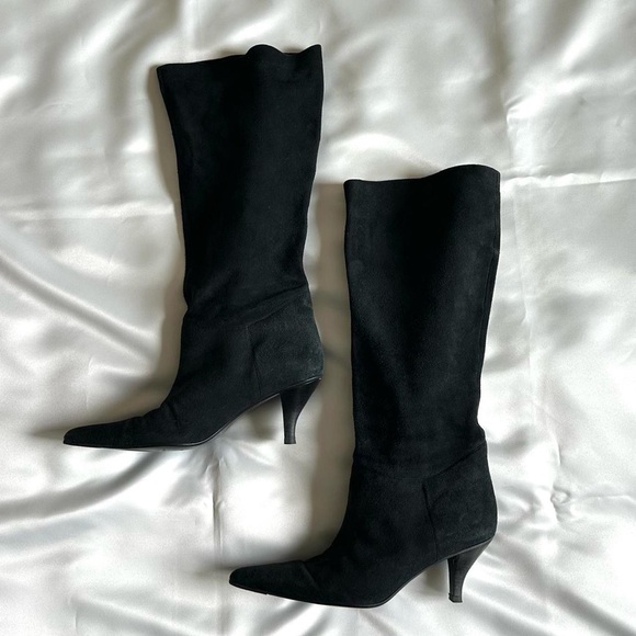 Enzo Angiolini Shoes - ENZO ANGIOLINI BLACK SUEDE POINTED TOE TALL BOOTS KITTEN HEEL Size-10